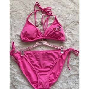 Juicy Couture Cherry Rhinestone Bikini Set Ladies Women’s Sz XL Pink Mage NEW